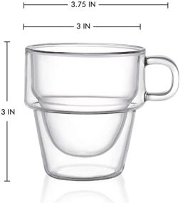 img 3 attached to ☕ JoyJolt Stoiva Double Wall Insulated Espresso Glass Cups – 5 oz. (150 ml) Espresso Shot Glass Cup with Handle – Stackable Thermal Clear Glass Cups - Set of 4 - Ideal for Espresso Machine and Coffee Maker