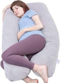 img 4 attached to 🌙 MOON PINE Pregnancy Pillow: U-Shaped Body Pillow for Maternity Support (Gray) – Velour Cover, Ideal for Pregnant Women