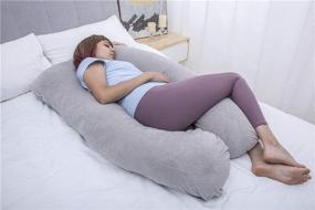 img 1 attached to 🌙 MOON PINE Pregnancy Pillow: U-Shaped Body Pillow for Maternity Support (Gray) – Velour Cover, Ideal for Pregnant Women