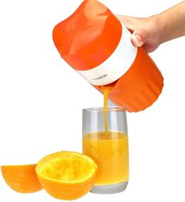 img 1 attached to 🍊 Citrus Hand Juicer - Manual Lid Rotation Press Reamer for Orange, Lemon, Lime, and Grapefruit with Strainer and Container - Includes 2 Cups