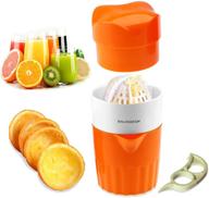 🍊 citrus hand juicer - manual lid rotation press reamer for orange, lemon, lime, and grapefruit with strainer and container - includes 2 cups logo