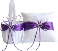 💜 purple wedding décor set: awtlife 2pcs flower girl basket and ring pillow logo