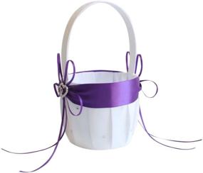 img 1 attached to 💜 Purple Wedding Décor Set: Awtlife 2pcs Flower Girl Basket and Ring Pillow