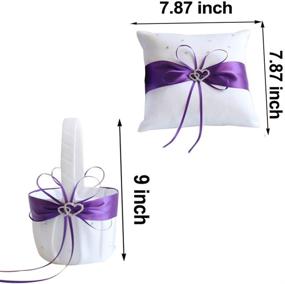 img 3 attached to 💜 Purple Wedding Décor Set: Awtlife 2pcs Flower Girl Basket and Ring Pillow