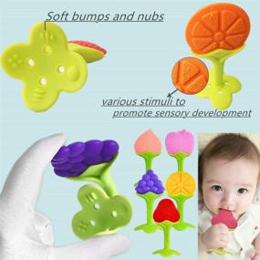 img 2 attached to Baby Teething Toys: Silicone BPA-Free Baby Teether Chew Toys for Infants 0-12 Months - Organic, Safe & Freezer Friendly! Perfect Baby Gift Set