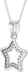 img 3 attached to 🌟 925 Sterling Silver Young Girl's Pink Cubic Zirconia Open Star Pendant Necklace - Stylish CZ Necklaces for Preteens - Charming Girl Star Pendant Jewelry