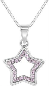 img 4 attached to 🌟 925 Sterling Silver Young Girl's Pink Cubic Zirconia Open Star Pendant Necklace - Stylish CZ Necklaces for Preteens - Charming Girl Star Pendant Jewelry