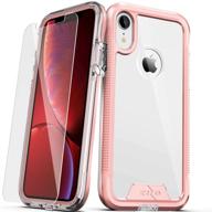 📱 zizo ion series for iphone xr case - military grade drop tested, rose gold clear with tempered glass screen protector logo