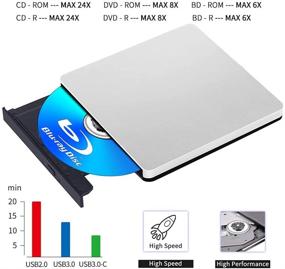 img 2 attached to 📀 Portable High-speed External Blu-ray Burner with USB3.0 & Type-C | Compatible with DVD CD Drive | Silent & Suitable for Windows/Mac | 3D Blu-ray Burner for MacBook PC