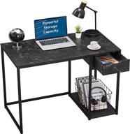 sinpaid computer desk with drawers: 40 💻 inch modern black marbling home office pc desk logo