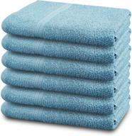 🛀 pack of 6 blue cotton bath towels - ultra soft & economical - 24"x46" size - ideal for gym, spa, hotel - ring spun - superior quality logo