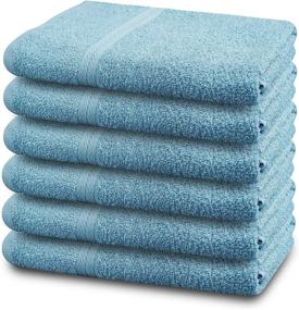 img 4 attached to 🛀 Pack of 6 Blue Cotton Bath Towels - Ultra Soft & Economical - 24"x46" Size - Ideal for Gym, Spa, Hotel - Ring Spun - Superior Quality