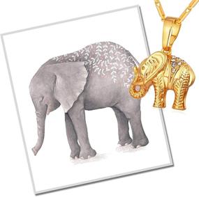 img 1 attached to Elephant Pendant Plated Rhinestone Necklace