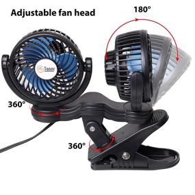 img 2 attached to 🌬️ TN TONNY 4 Inch Dual Head Clip Fan - Electric Car Clip Fan, 360° Rotatable, 12V Cooling Air Fan with Stepless Speed Regulation and Brushless Motor for Home or Vehicle