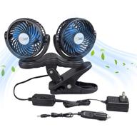 🌬️ tn tonny 4 inch dual head clip fan - electric car clip fan, 360° rotatable, 12v cooling air fan with stepless speed regulation and brushless motor for home or vehicle logo