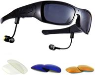 очки-камера forestfish: hd 1080p видеорегистратор + наушники | 🕶️ 32 гб, совместимо с ios android | поляризованные солнцезащитные очки, черные + 3 цветные линзы логотип