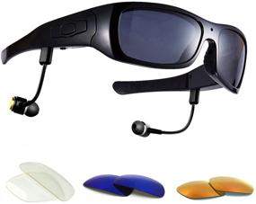 img 4 attached to Forestfish Camera Glasses: HD 1080P Video Recorder + Headset | 🕶️ 32GB, iOS Android Compatible | Polarized Sunglasses, Black + 3 Color Lenses