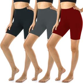 img 4 attached to 7-Inch Soft Spandex Biker Shorts for Women - FullSoft 3 Pack, Ideal for Summer Workout, Running, Yoga, Athletic Activities - Available in Regular and Plus Sizes