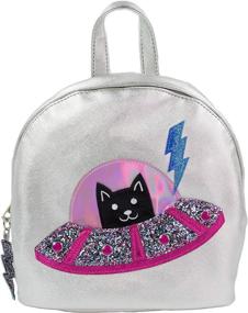 img 4 attached to Leather Metallic Silver Backpack Spaceship