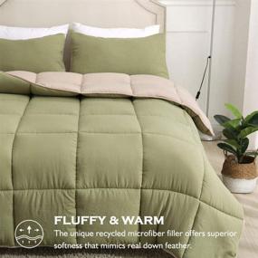img 1 attached to Dafinner Moss Green/Light Tan Reversible Down Alternative Comforter Full/Queen - 3PCS All Season Comforter Set with Shams, Luxurious Ultra-Soft Plush Cloud Breathable Recycled Microfiber Comforter Duvet