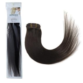 img 4 attached to Emosa 100% Real Clip In Remy Human Hair Extensions (20inch 70g, Dark Brown)