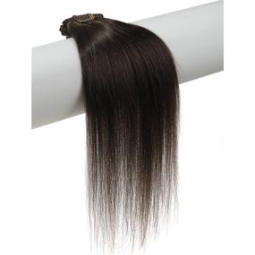 img 2 attached to Emosa 100% Real Clip In Remy Human Hair Extensions (20inch 70g, Dark Brown)