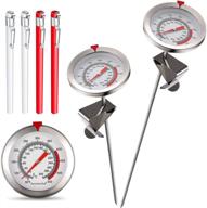 🔥 deep fry thermometer - instant read with 2.1 inch dial - stainless steel - 12 & 15 inch sizes - metal retaining clip - 4 plastic sleeves - for turkey, bbq, grill, beef, lamb logo