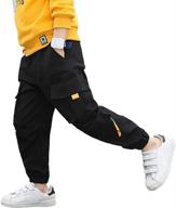 👖 elevate your style with boys' casual joggers elastic outdoor trousers logo