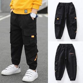 img 1 attached to 👖 Elevate Your Style with Boys' Casual Joggers Elastic Outdoor Trousers