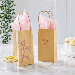 img 3 attached to 🎁 50-пакет маленьких бумажных подарочных сумок с ручками (6.25 x 3.5 дюйма, коричневые) - идеально подходит для подарков и свадебных принадлежностей