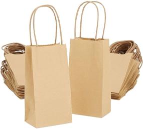 img 4 attached to 🎁 50-Pack Small Kraft Paper Gift Bags with Handles (6.25 x 3.5 In, Brown) - Ideal for Gifting and Party Favors
