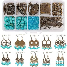 img 4 attached to ✨ SUNNYCLUE DIY Chandelier Earring Making Kit: 10 Pairs, Turquoise Beads, Earring Hooks, Antique Bronze - Perfect for Women Beginners