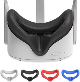 img 4 attached to Черная силиконовая подушка для лица для гарнитуры Oculus Quest 2 - влагонепроницаемая и водонепроницаемая замена подушки для лица, аксессуары для виртуальной реальности для увеличения комфорта.