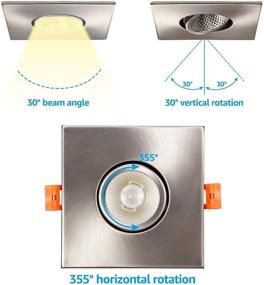 img 3 attached to 🔦 TORCHSTAR 3 Inch Gimbal LED Recessed Light with Junction Box, 10%-100% Dimmable, 7W=50W, High CRI 90+, 3000K Warm White, ETL &amp; Energy Star Certified, Satin Nickel, Pack of 6 - Improved SEO