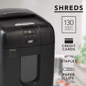 img 1 attached to 🔪 GBC Paper Shredder 130 Sheet Capacity: Auto Feed, Super Cross-Cut for Small Home Office - Stack-and-Shred 130X (1757571) Black