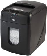 🔪 gbc paper shredder 130 sheet capacity: auto feed, super cross-cut for small home office - stack-and-shred 130x (1757571) black logo