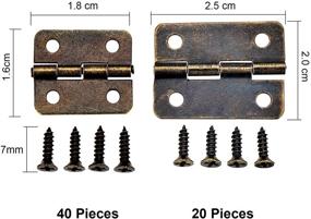 img 3 attached to 60-Piece Set of Small Hinges: Retro Decorative Mini Hinges with 300 Micro Tiny Screws, Storage Box Included – Ideal for Dollhouse Door, Cabinet, Crafts, Wooden Jewelry Box, Outdoor Décor – 2 Sizes in Bronze