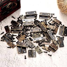 img 1 attached to 60-Piece Set of Small Hinges: Retro Decorative Mini Hinges with 300 Micro Tiny Screws, Storage Box Included – Ideal for Dollhouse Door, Cabinet, Crafts, Wooden Jewelry Box, Outdoor Décor – 2 Sizes in Bronze