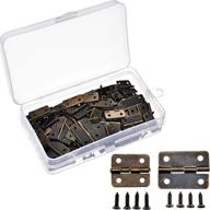 60-piece set of small hinges: retro decorative mini hinges with 300 micro tiny screws, storage box included – ideal for dollhouse door, cabinet, crafts, wooden jewelry box, outdoor décor – 2 sizes in bronze logo