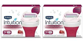 img 1 attached to Картриджи для замены бритвы Schick Intuition Renewing Moisture - 3 штуки (2 упаковки): увлажняющее и удобное средство для бритья.