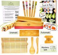 🍣 complete sushi and maki making kit - premium set with rolling mat, maki mold, sauce tray, chopsticks, and spreader paddles. perfect gift for sushi lovers! logo