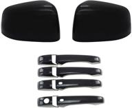 🚘 enhance your jeep grand cherokee & dodge durango: youngercar mirror cover + 4door handle cover - gloss black abs painted (2014-2020) logo