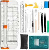 🔪 famomatk 27pcs craft weeding tools kit: perfect for vinyl, scrapbooking & diy art - includes paper cutter trimmer & utility knife - ideal for silhouettes, cameos, cardstock, and more! logo