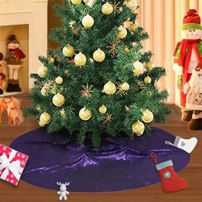 img 4 attached to 🎄 Glitter Sequin Christmas Tree Skirt, Sparkling Xmas Tree Skirt Mat with Sequins, Perfect for Halloween, Thanksgiving, New Year Decorations (50'', Purple)