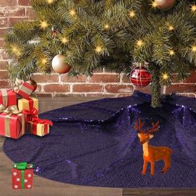 img 3 attached to 🎄 Glitter Sequin Christmas Tree Skirt, Sparkling Xmas Tree Skirt Mat with Sequins, Perfect for Halloween, Thanksgiving, New Year Decorations (50'', Purple)