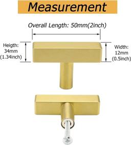 img 3 attached to 🔒 Золотые ручки для шкафов Goldenwarm, матовая латунь – комплект из 10 штук, золотые кухонные фурнитуры для комодов и шкафов – Накладки из нержавеющей стали LS1212GD с одним отверстием – длина 2 дюйма (50 мм)