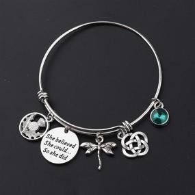 img 3 attached to 🏴 BLEOUK Scottish Thistle Dragonfly Charm Bracelet: Perfect Sasenach Inspired Jewelry Gift for Empowered Women