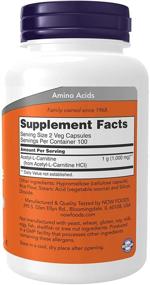 img 3 attached to NOW® Acetyl L Carnitine 500 200 Caps