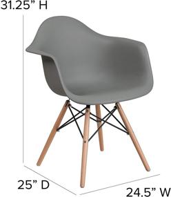 img 1 attached to 💺 Flash Furniture: Stylish Moss Gray Plastic Chairs with Wooden Legs (2 Pack)