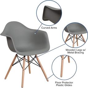 img 2 attached to 💺 Flash Furniture: Stylish Moss Gray Plastic Chairs with Wooden Legs (2 Pack)